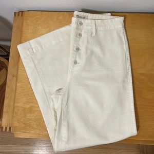 MADEWELL Emmett wide leg crop 28T in cream with button fly - Tall